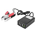 DC Converter with Battery Clip 12V 24V to 5V 8A 4-Port USB Power Adapter Charger Buck Regulator Charger, Automatically Identify 4 Ports Shunt…