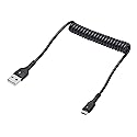 Maixbomr Micro USB Expansion Spring Cable 1 to 2FT, Spiral USB A Male to Micro USB Male Charging and Data Transfer Spring Cord, for Smart Cellphone