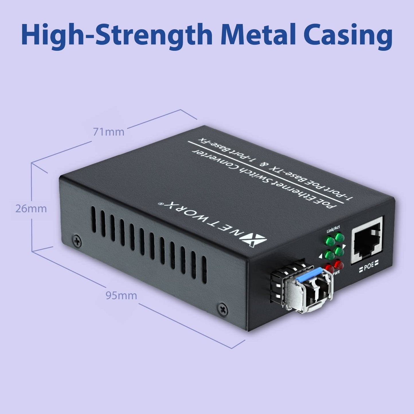 Networx® Gigabit Ethernet Fiber Media Converter - UTP to 1000Base-LX - LC Multimode, 550m, 1300/1310nm