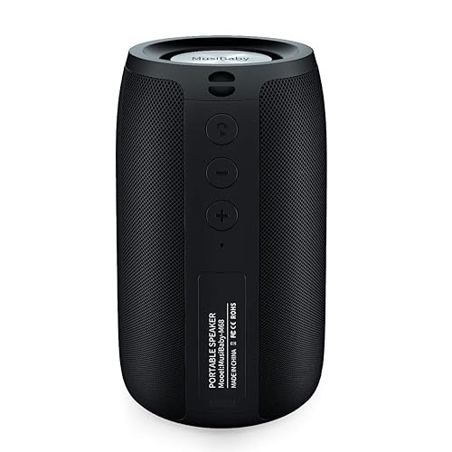 MusiBaby M68 Portable Bluetooth Speaker - Wireless Waterproof Sound for Home and Outdoor Use - Deep Bass, Dual Pairing, 24H Playtime, Compact Design