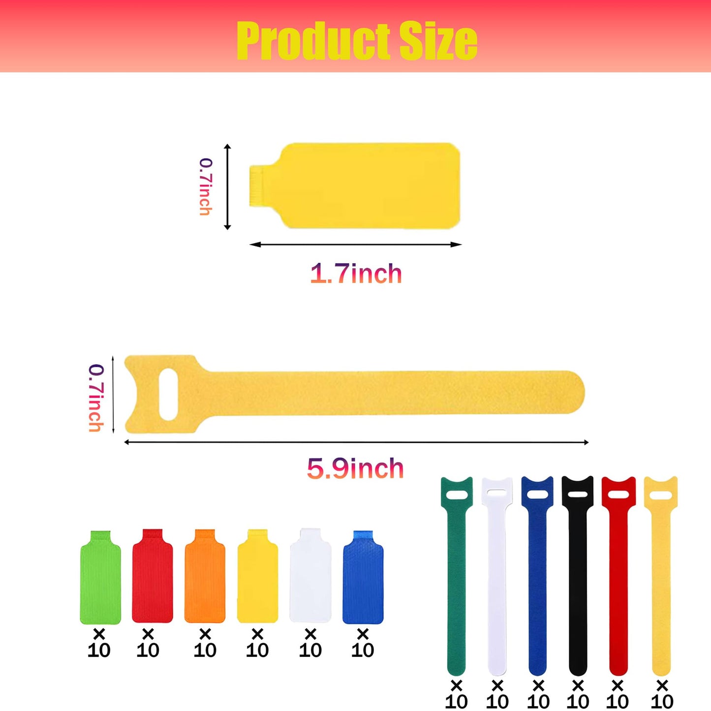 TOPNI 100 Pcs Multicolor Write On Cable Labels & Reusable Fastening Cable Ties Set for Cable Management in Home Office