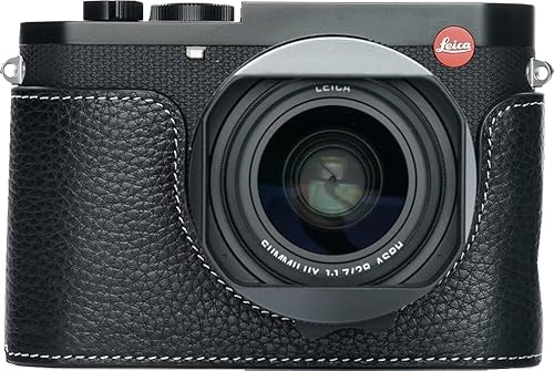 Camera Case for Leica Q3, BMAOLLONGB Handmade Genuine Real Leather Half Camera Case Bag Cover for Leica Q3 Camera Bottom Opening Version + Hand Strap