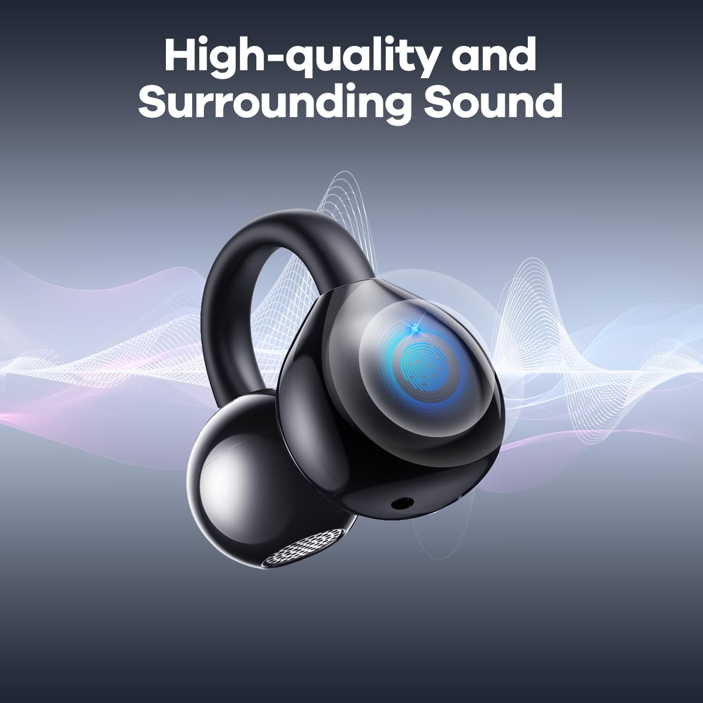 ABCDONG Wireless Earbuds Open Ear Clip On Headphones with LED Digital Display Charging Case Touch Control Bluetooth 5.4 Air Conduction Sport…
