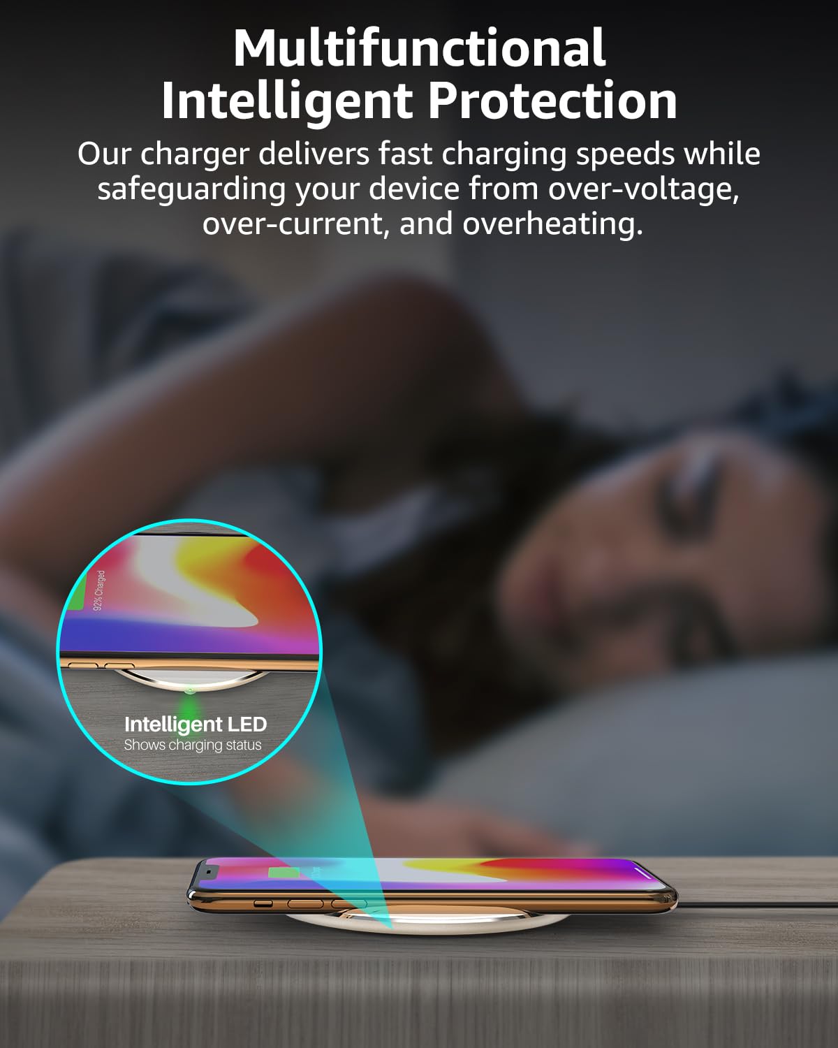 TOZO W1 Max 15W Fast Wireless Charging, Anti-Slip, Sleep-Friendly