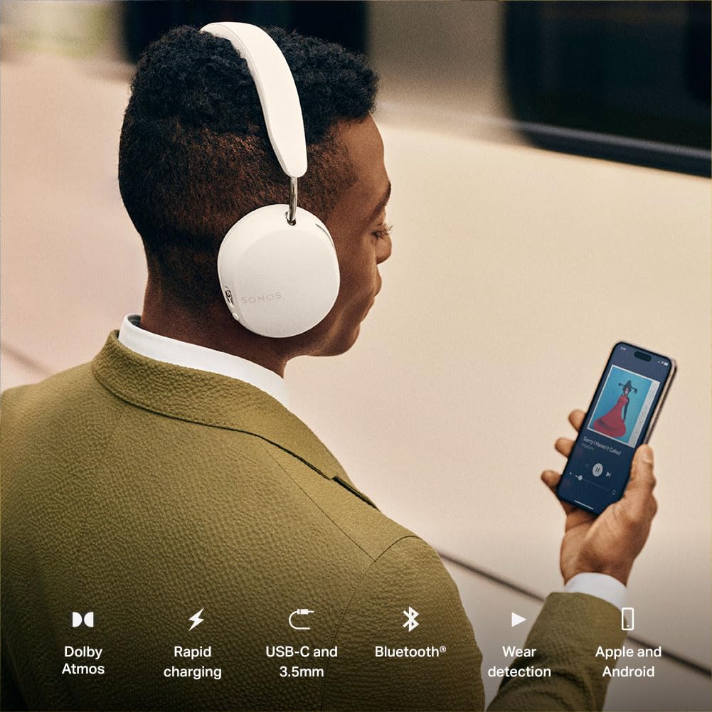 Sonos Ace | Noise Cancelling Wireless Over-Ear Headphones with Bluetooth, 30-Hour Battery Life, Spatial Audio, Dolby Atmos, Dynamic Head Tracking…