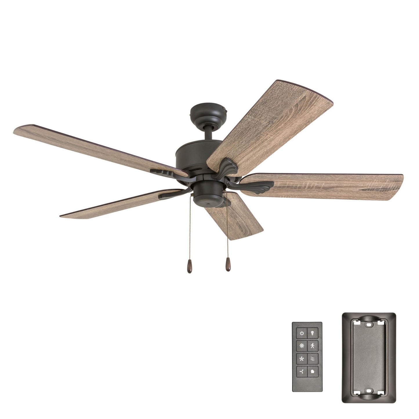 Prominence Home Glencrest, 52 Inch Farmhouse Ceiling Fan with No Light, Remote Control, Three Mounting Options, 5 Dual Finish Blades, Reversible Motor