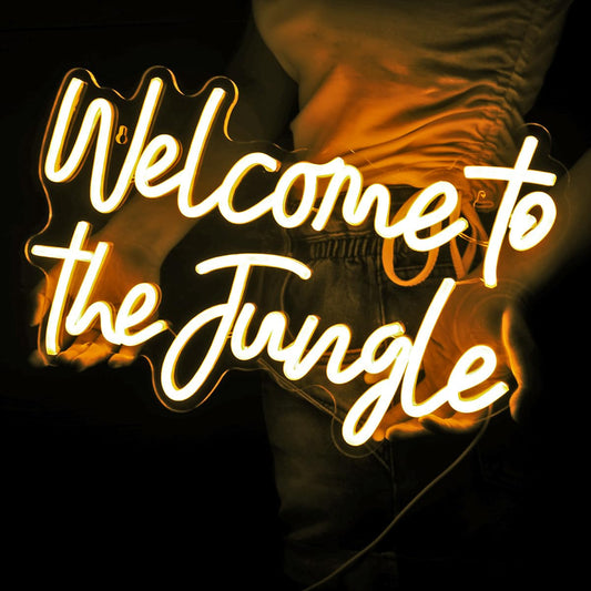 Britrio Welcome to the Jungle Neon Sign for Safari Jungle Themed Party Baby Shower Kids Birthday Gift Bedroom Bar Club LED Neon Light Wall Decor 5V