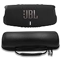 JBL Charge 5 Waterproof Portable Speaker with Built-in Powerbank and gSport Carbon Fiber Case (Black)