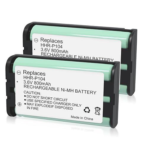EOCIK 2PACK HHR-P104 3.6V 800mAh NI-MH Rechargeable Battery for Cordless Phone Replacement Batteries for Panasonic