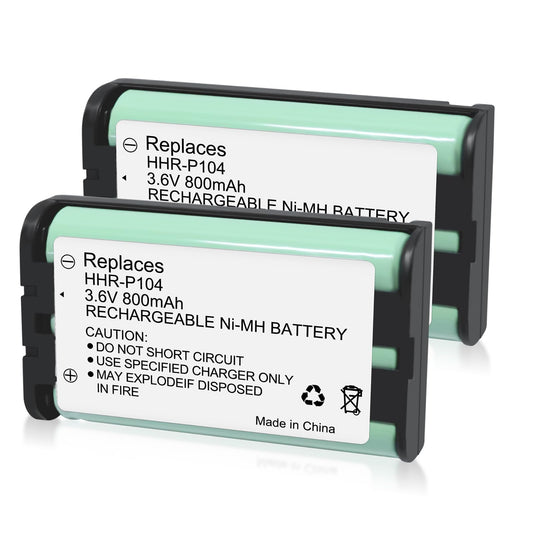 EOCIK 2PACK HHR-P104 3.6V 800mAh NI-MH Rechargeable Battery for Cordless Phone Replacement Batteries for Panasonic