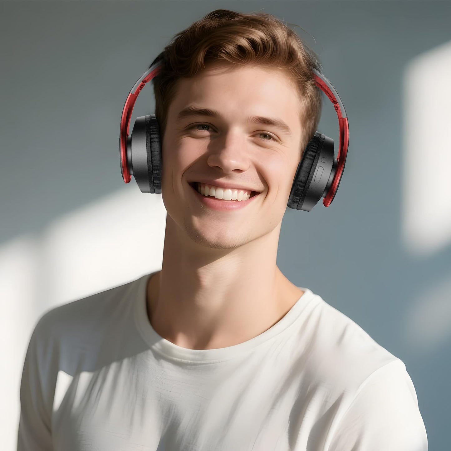 TUINYO Bluetooth Headphones, Over Ear Stereo Wireless Headset 40H Playtime with Deep Bass,Soft Memory-Protein Earmuffs,Built-in Mic Wired Mode PC/Cell