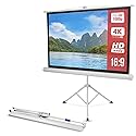 Pyle 50-Inch Outdoor Projector Screen with Tripod Stand, Lightweight Roll-Up Display, Portable Projector with Matte White Fabric for Home Theater