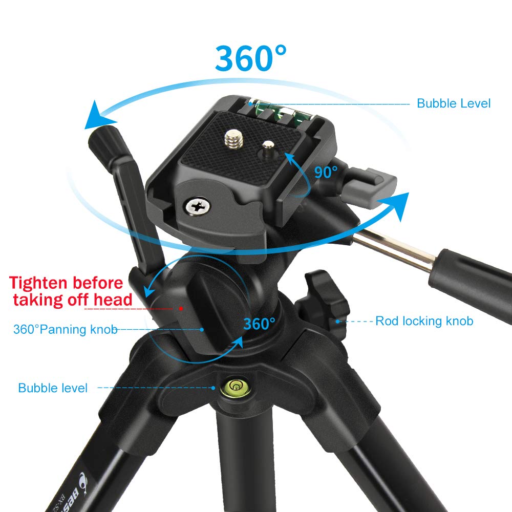 70-Inch Camera/Phone Tripod Monopod Aluminum Lightweight Compact for Travel Pan Head QR Plate for DSLR Vlogging Camera with Phone Mount and Carrying