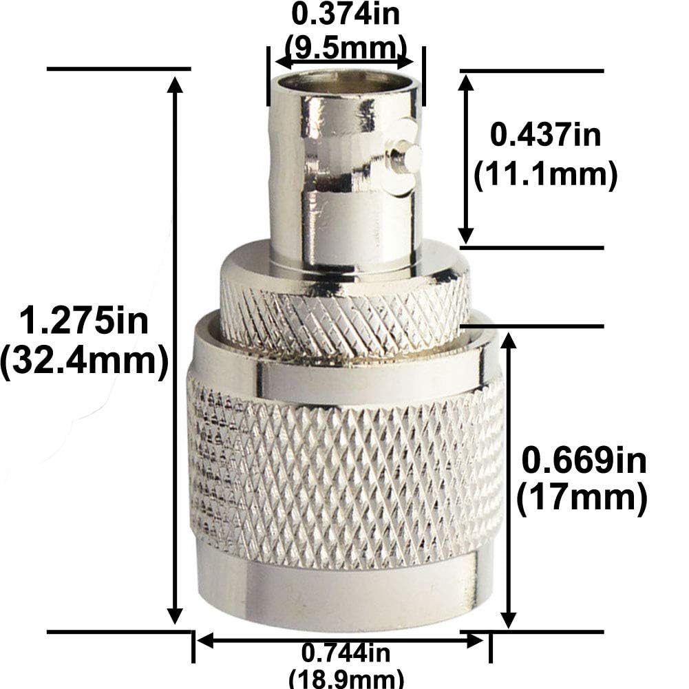 Boobrie BNC UHF Coax Connector PL259 UHF Male to BNC Female Coaxial Connector Low Loss Coax Adapter for RF Antennas/Wireless LAN Devices/Coaxial