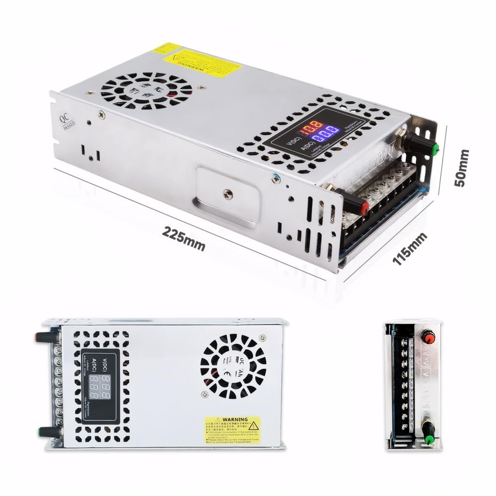 SWTPWR Adjustable Power Supply DC 0-12V 0-50A 600W with LED Display 12V Power Supply Variable AC to DC Converter 110V to 12V Designed for LED Light…