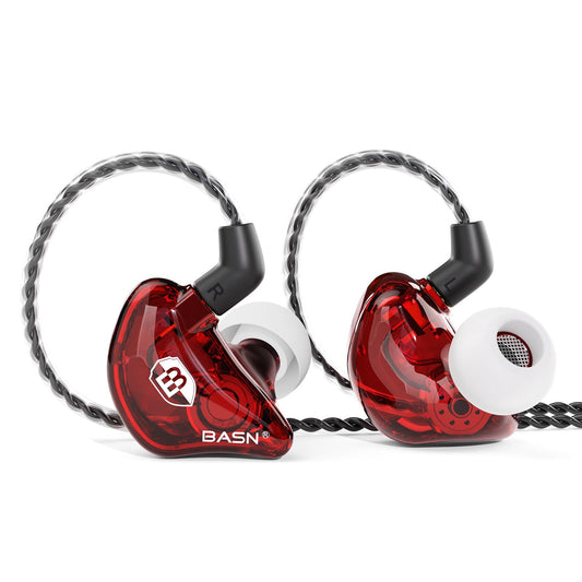 BASN Bsinger BC100 in Ear Monitor Headphones Universal Fit Noise Isolating IEM Earphones for Musicians Singers Studio Audiophiles (Red)