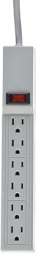 Steren 905-106 6 UL Rated Outlet Plastic Surge Strip