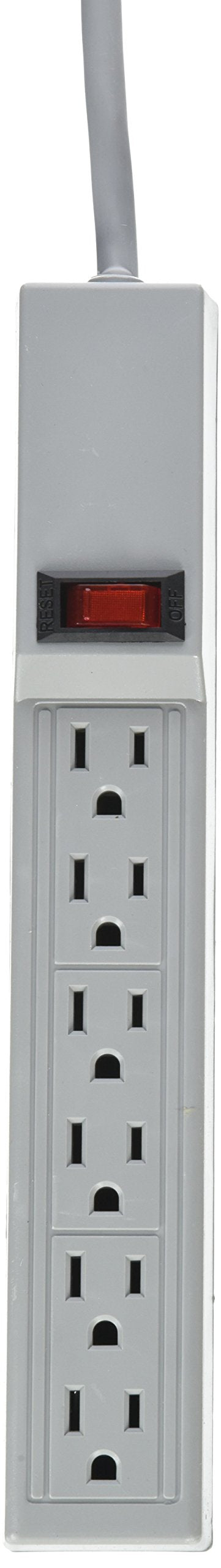 Steren 905-106 6 UL Rated Outlet Plastic Surge Strip