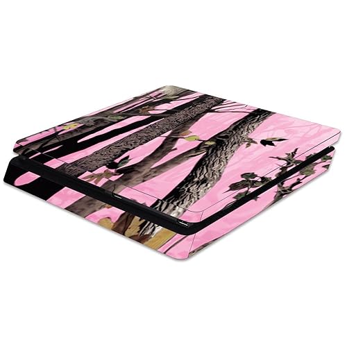 MightySkins Skin Compatible with Sony PS4 Slim Console - Pink Tree Camo | Protective, Durable, and Unique Vinyl Decal wrap Cover | Easy to Apply