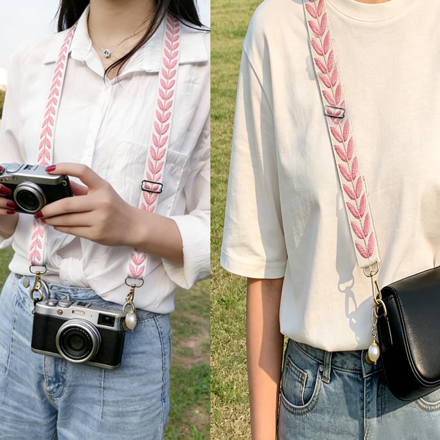 ARFUKA Adjustable Nylon Crossbody Phone Lanyard Neck Strap Anti-Theft Cell Phone Strap Accessory for Women Pink