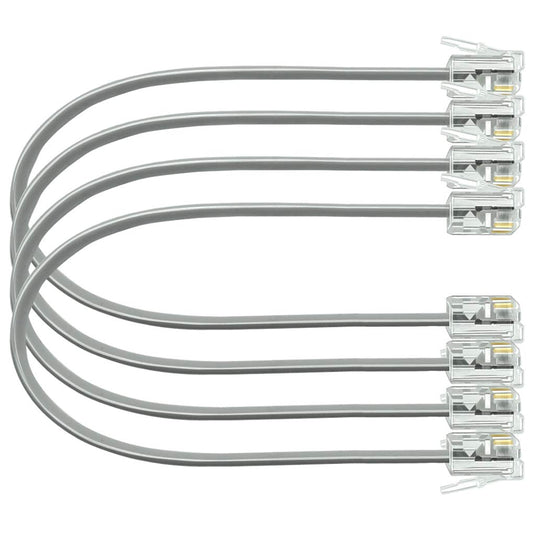 NECABLES 4Pack 8 Inch Short Telephone Cord Phone Cable Wall Phone Cord for Landline RJ11 6P4C Male to Male