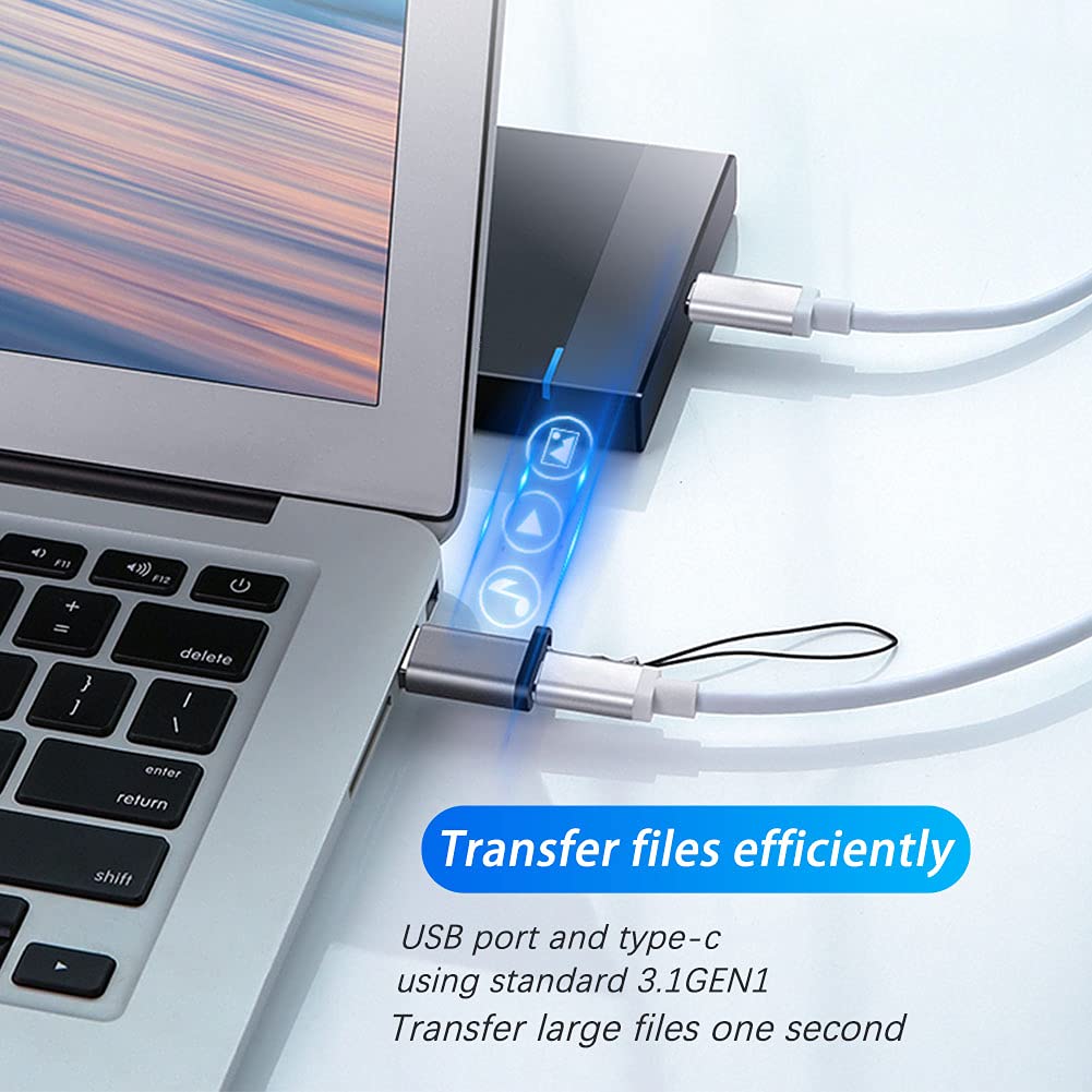 Seminer USB C Female to USB A Male Adapter (2 Pack) with Lanyard, USB Type-C to USB A 3.0 Adapter Converter Compatible with MacBook Pro, Samsung…