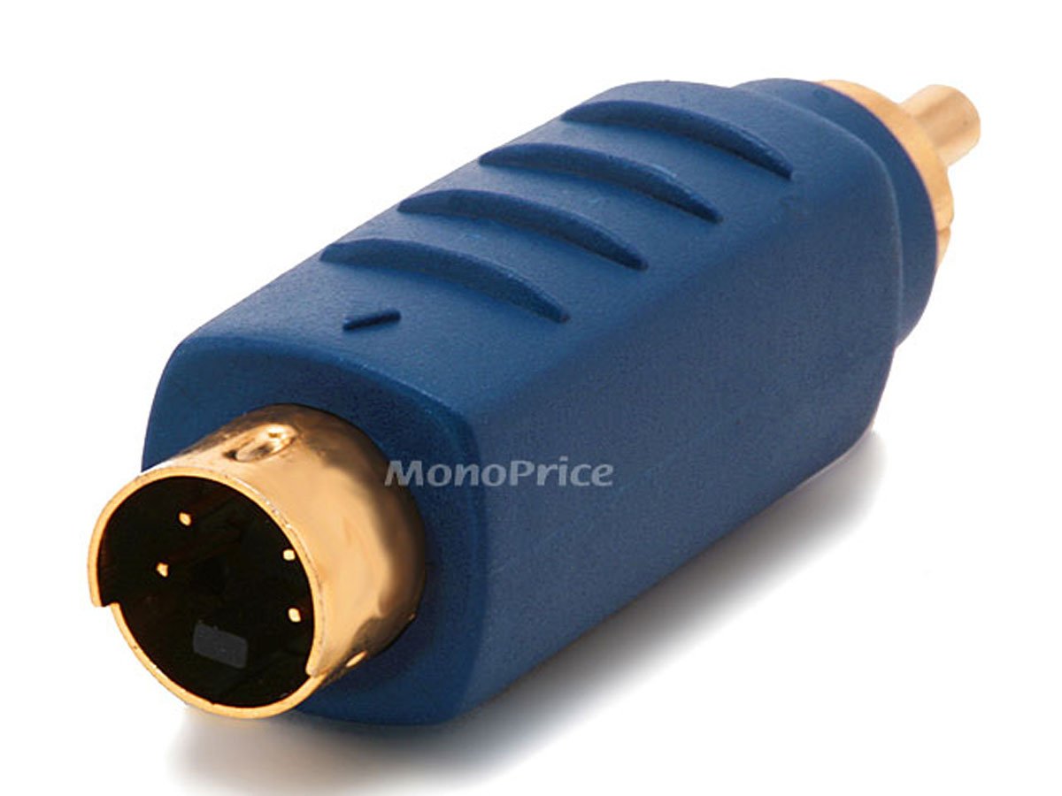 Monoprice 104120 S-Video (VHS) Male to RCA Male Adapter, Gold Plated