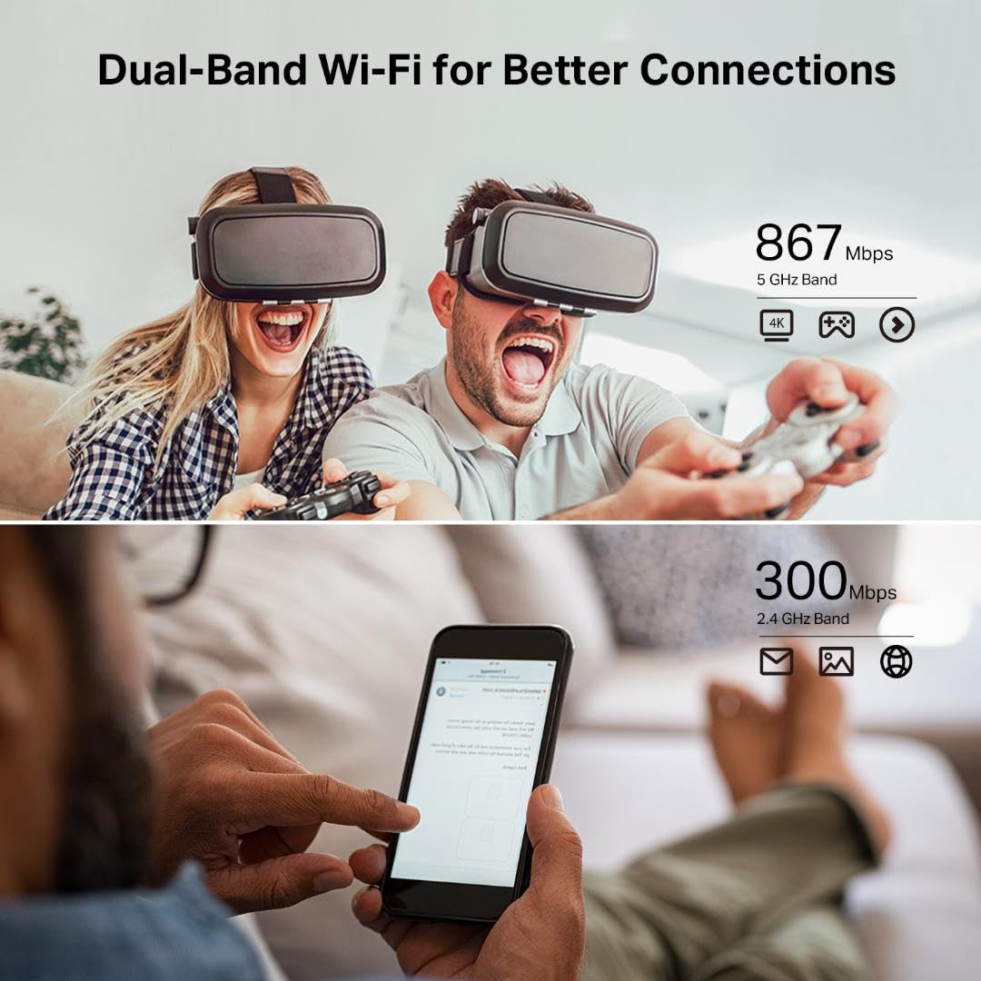 TP-Link AC1200 WiFi Router (Archer A54) - Dual Band Wireless Internet Router, 4 x 10/100 Mbps Fast Ethernet Ports, EasyMesh Compatible, Support Guest