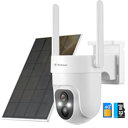 PinFocal 4G LTE Cellular Security Camera Wireless Outdoor, No WiFi Needed, 2K Color Night Vision, 360° View Pan/Tilt, 2 Way Talk, PIR Motion Sensor