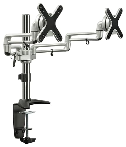 Mount-It! Dual Monitor Mount | Double Monitor Desk Stand | Two Full Motion Arms Fit 2 Computer Screens 17 19 20 21 22 24 27 Inch | VESA Compatible 75