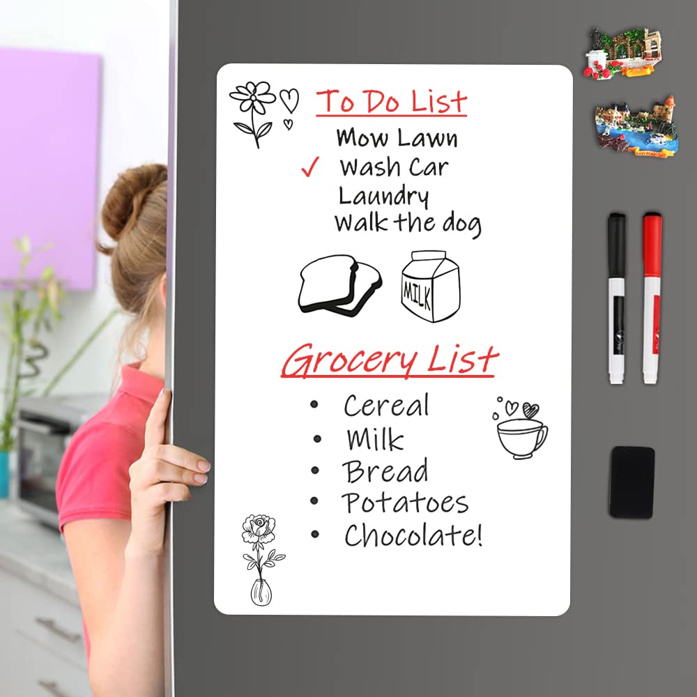ANLIOTE Magnetic Dry Erase Board Fridge Whiteboard Sheet 20"x13"