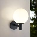 Lucande Porch Light Outdoor Globe Wall Light, Modern Exterior Sconce with Opal Glass Shade, Black Wall Light Fixture for Exterior Patio Balcony