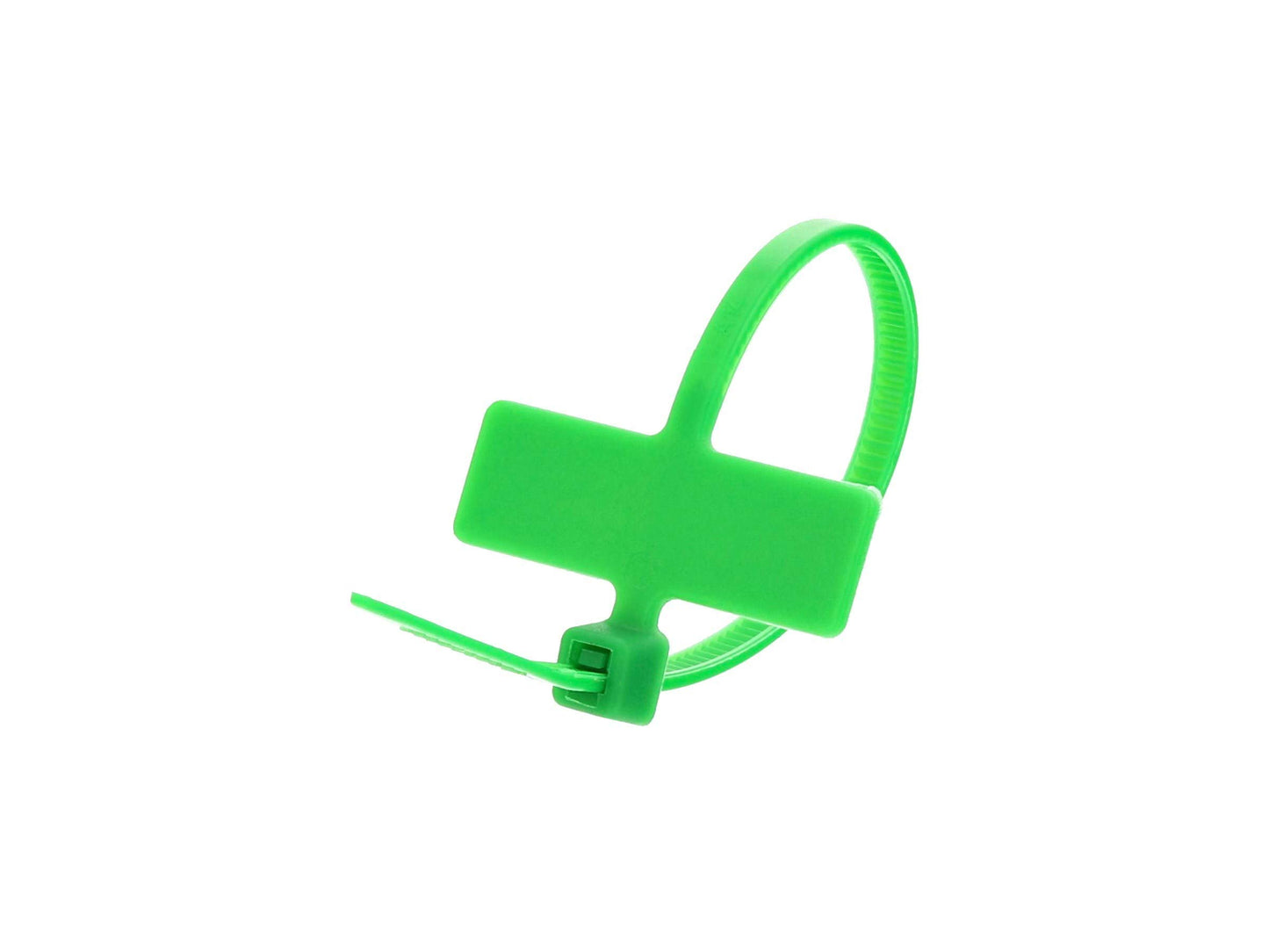 Secure 4 Inch Green Label Marker ID Cable Tie - Inside Flag for Identification - 100 Pack