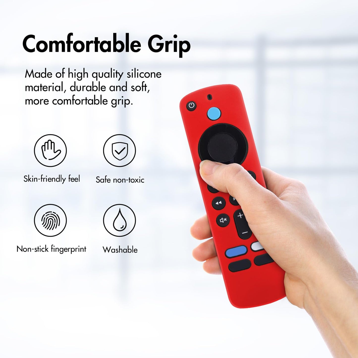 LEFXMOPHY Case Cover for TV Stick HD / 4K 2nd (2024 Model) Wi-Fi 6 Voice Remote Control Case Red Silicone Skin with Lanyard