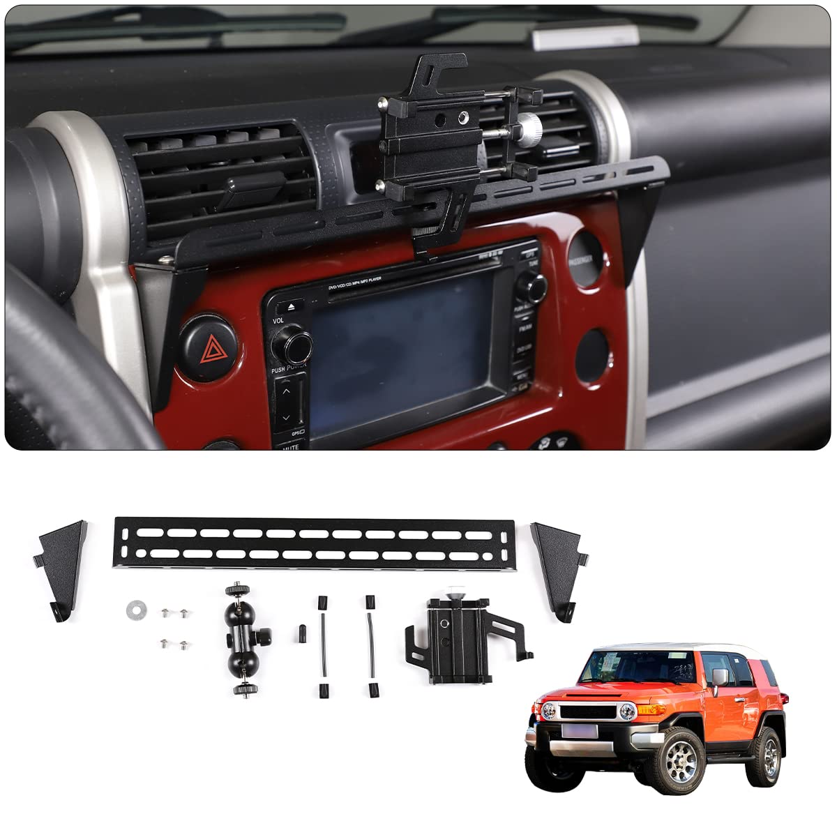 LLKUANG Car Instrument Panel Track Mobile Phone Holder Trim for Toyota FJ Cruiser 2007-2021 Central Control Air Vent Multifunctional Mobile Phone