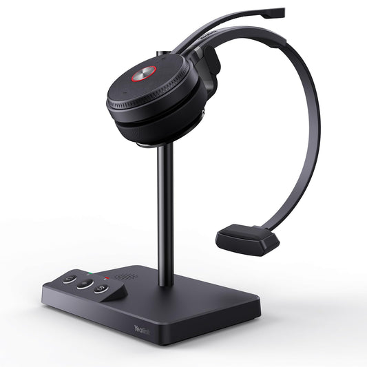 Yealink WH62 Mono UC DECT Wireless Headset 525 ft Range for Zoom Skype Certified Work Headset with 2X Noise Canceling Mic for IP Phone and Computer