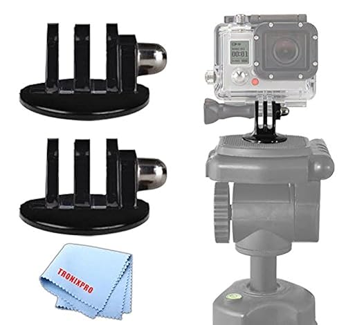 2 Tripod Mount for GoPro HERO1, HERO2, HERO3, HERO3+, HERO4, Black, Silver, and White Editions, HERO6, Fusion & Sessions Cameras with Microfiber Cloth