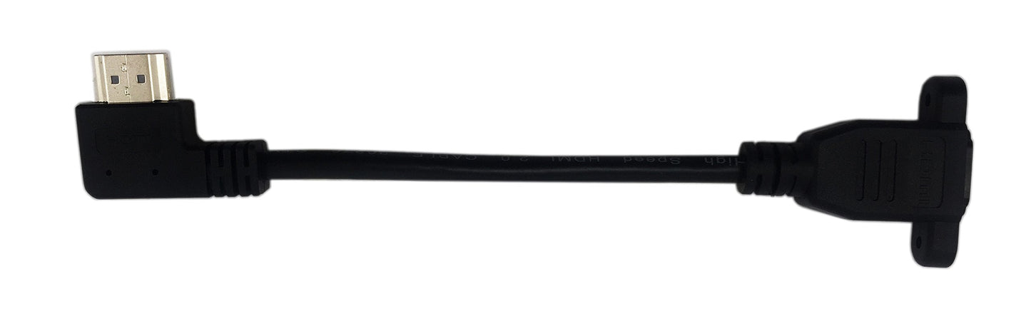 CERRXIAN 15cm 6inch High Speed HDMI 2.0 Right Angle HDMI Male to Female Extension Cable with Screw Hole Panel Mount Support 4K 60Hz Resolution for Blu