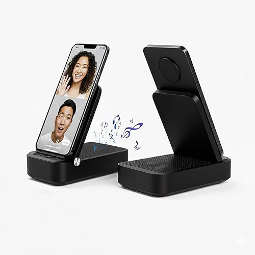 Birthday Gifts for Men,Phone Stand with Wireless Bluetooth Speaker for Home Outdoors,HD Surround Sound Speaker Anti-Slip Base with iPhone/Samsung/iPad