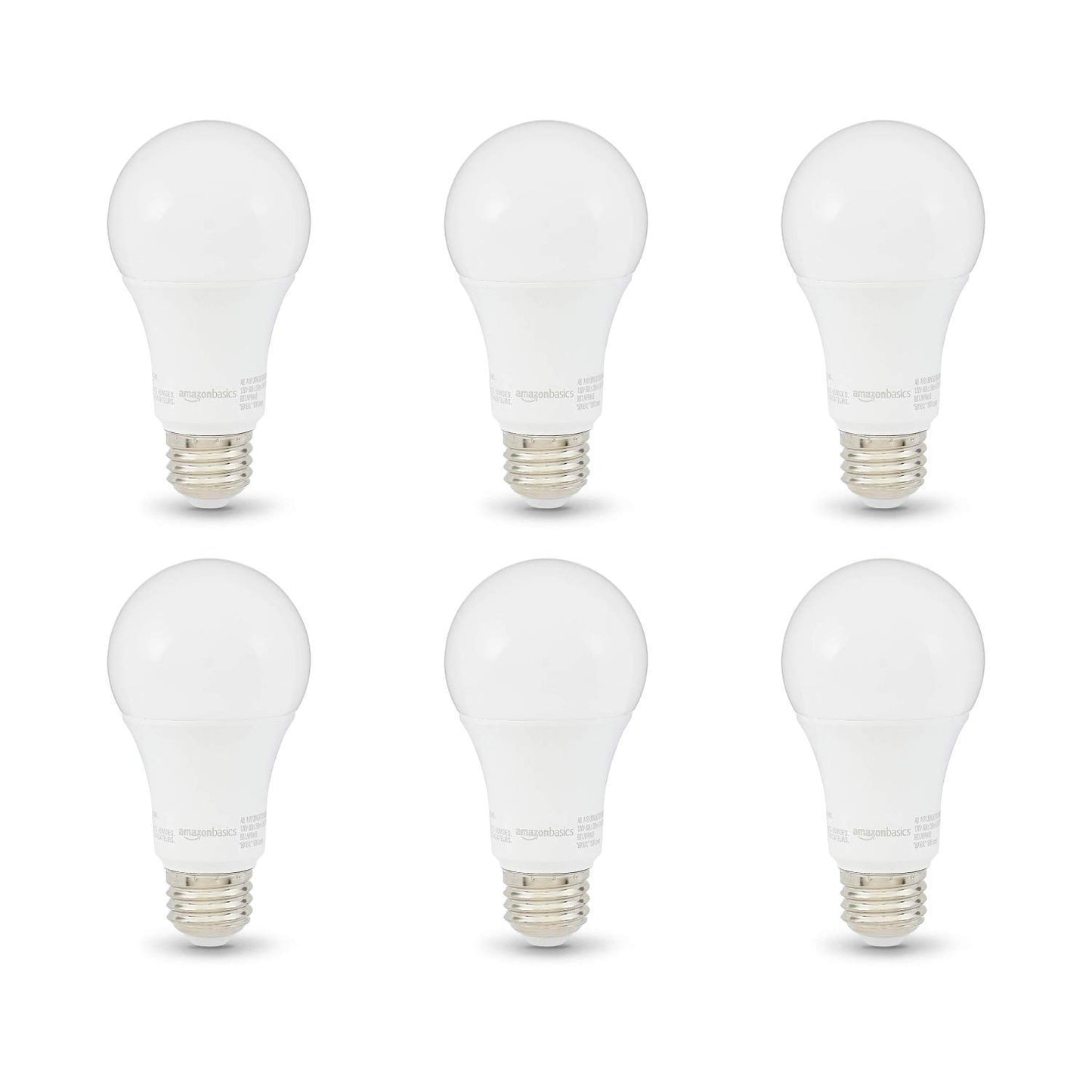 Amazon Basics A19 LED Light Bulbs, 100W Equivalent, 15W Energy Efficient, E26 Standard Base, Soft White 2700K, Non-Dimmable, 10,000 Hour Lifetime