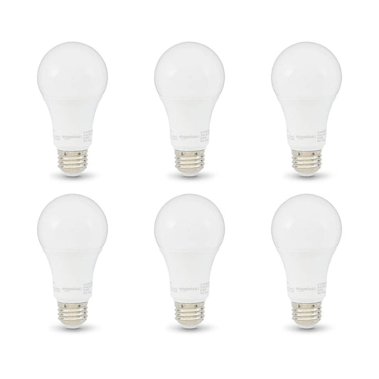 Amazon Basics A19 LED Light Bulbs, 100W Equivalent, 15W Energy Efficient, E26 Standard Base, Soft White 2700K, Non-Dimmable, 10,000 Hour Lifetime