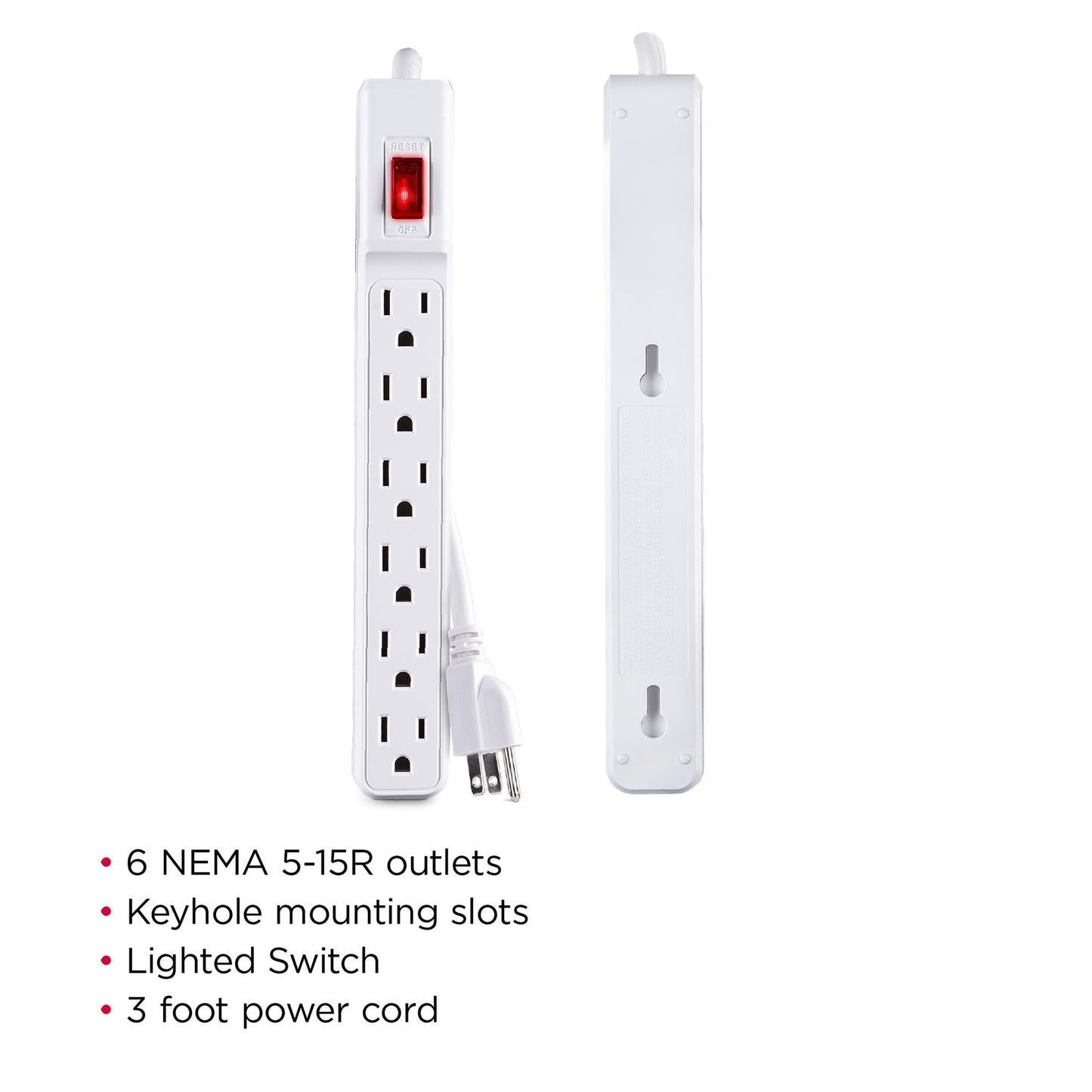 CyberPower GS60304 Power Strip, 6 Outlets, 3 Foot Power Cord White