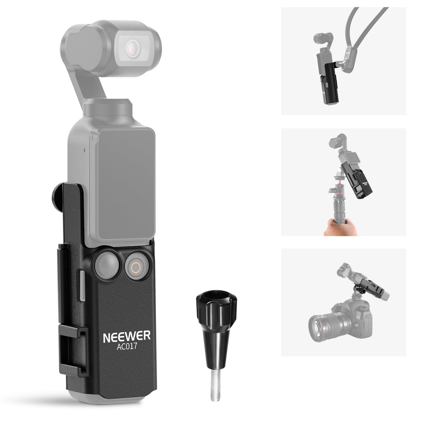 NEEWER BASICS Pocket 3 Extension Mount Adapter Compatible with DJI Osmo Pocket 3 Accessories, Protective Cage Bracket Mic Holder Clamp Stand with Cold