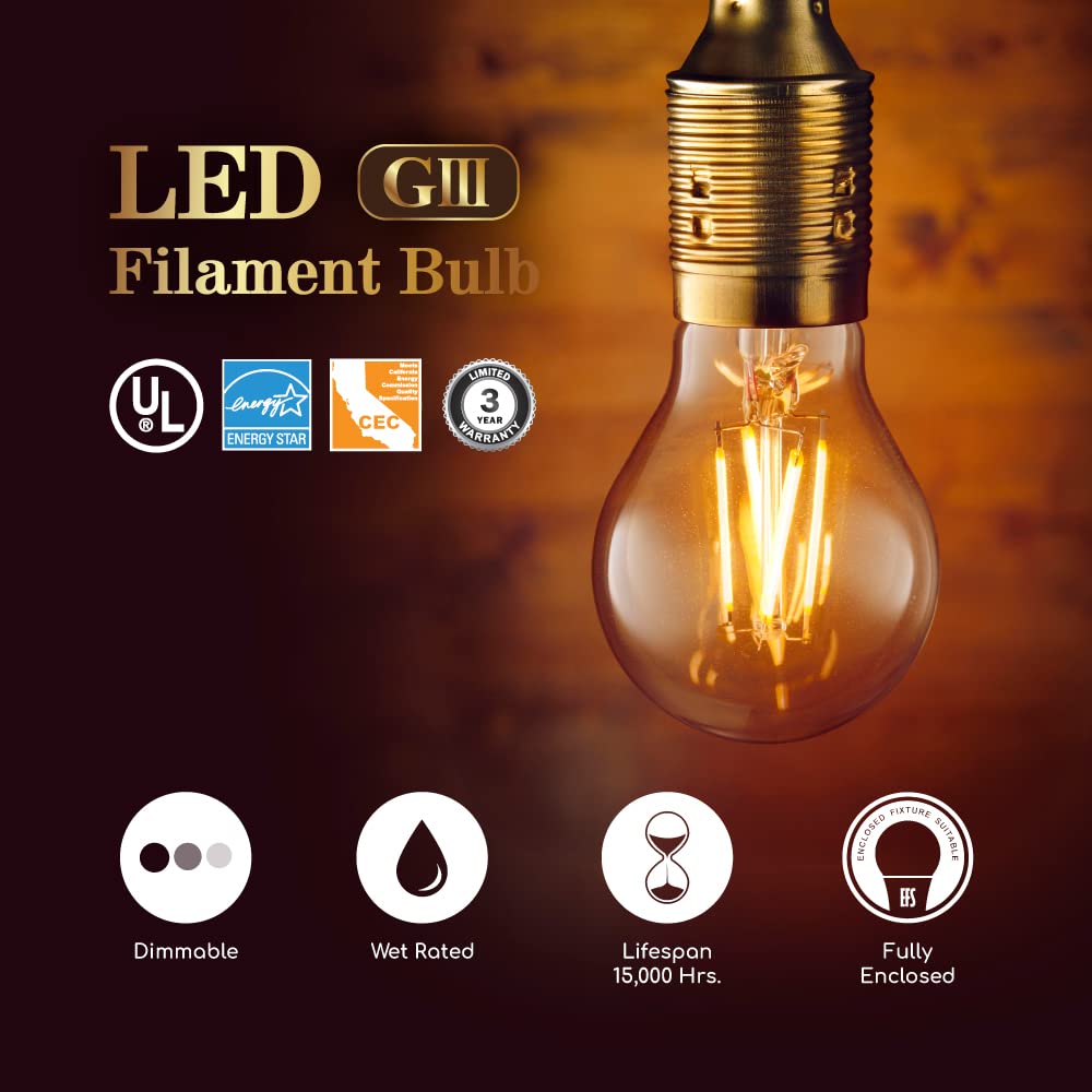 Euri Lighting VA19-3020cec, Dimmable LED A19, 8.5W (60W Equal), Warm White (2700K), 800lm, 90+ CRI, 320° Beam, E26,E-Star, CEC, JA8, CA Compliant 3YR