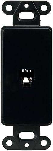 Eaton 3560-4BK-SPL Decorator Mounting Strap Insert with 4-Conductor Telephone Jack, Black