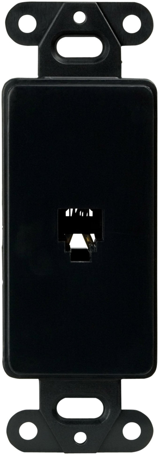 Eaton 3560-4BK-SPL Decorator Mounting Strap Insert with 4-Conductor Telephone Jack, Black