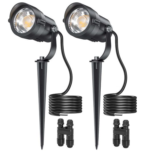 HIBOITEC 12W 2900K COB LED Low Voltage Landscape Spotlights, 36° True Spot Light Beam, ETL Listed, Outdoor Waterproof Wired Tree Uplights for Yard