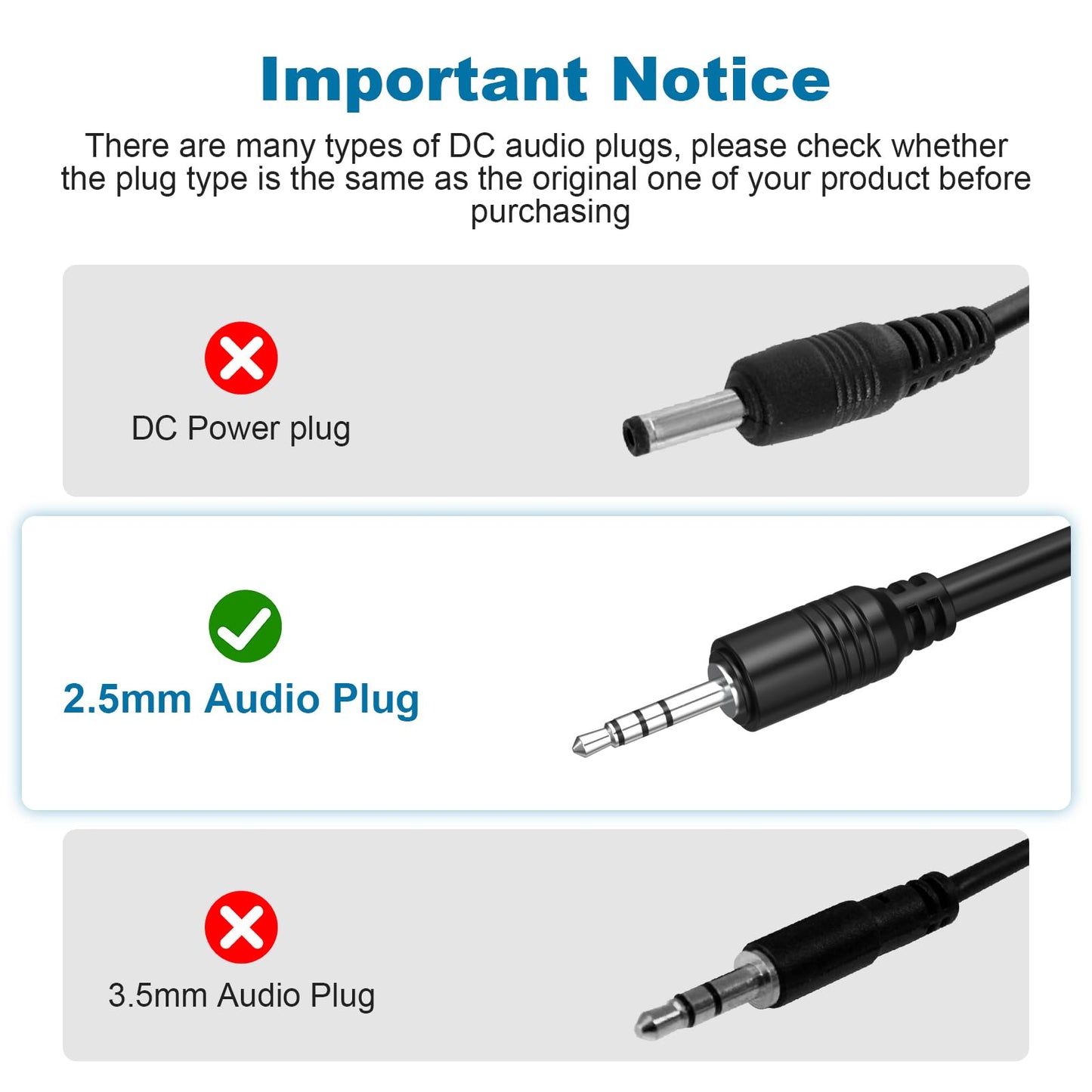 Saipomor USB to 2.5mm Charging Cable Compatible with JBL Synchros S300/S300i/S300a/S500/S700, S400BT, J56BT, E30/E40BT/E50BT Headphones-50cm