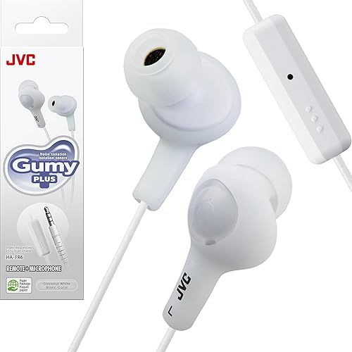 JVC HA-FR6 Gumy Plus In-Ear Headphones with Remote & Mic (White)