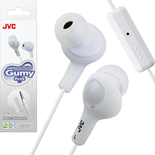 JVC HA-FR6 Gumy Plus In-Ear Headphones with Remote & Mic (White)